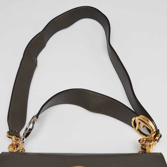 Fendi Grey Leather Kan I F Logo Shoulder Bag - Picture 9 of 12